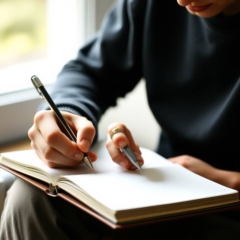 Person writing goals in a notebook
